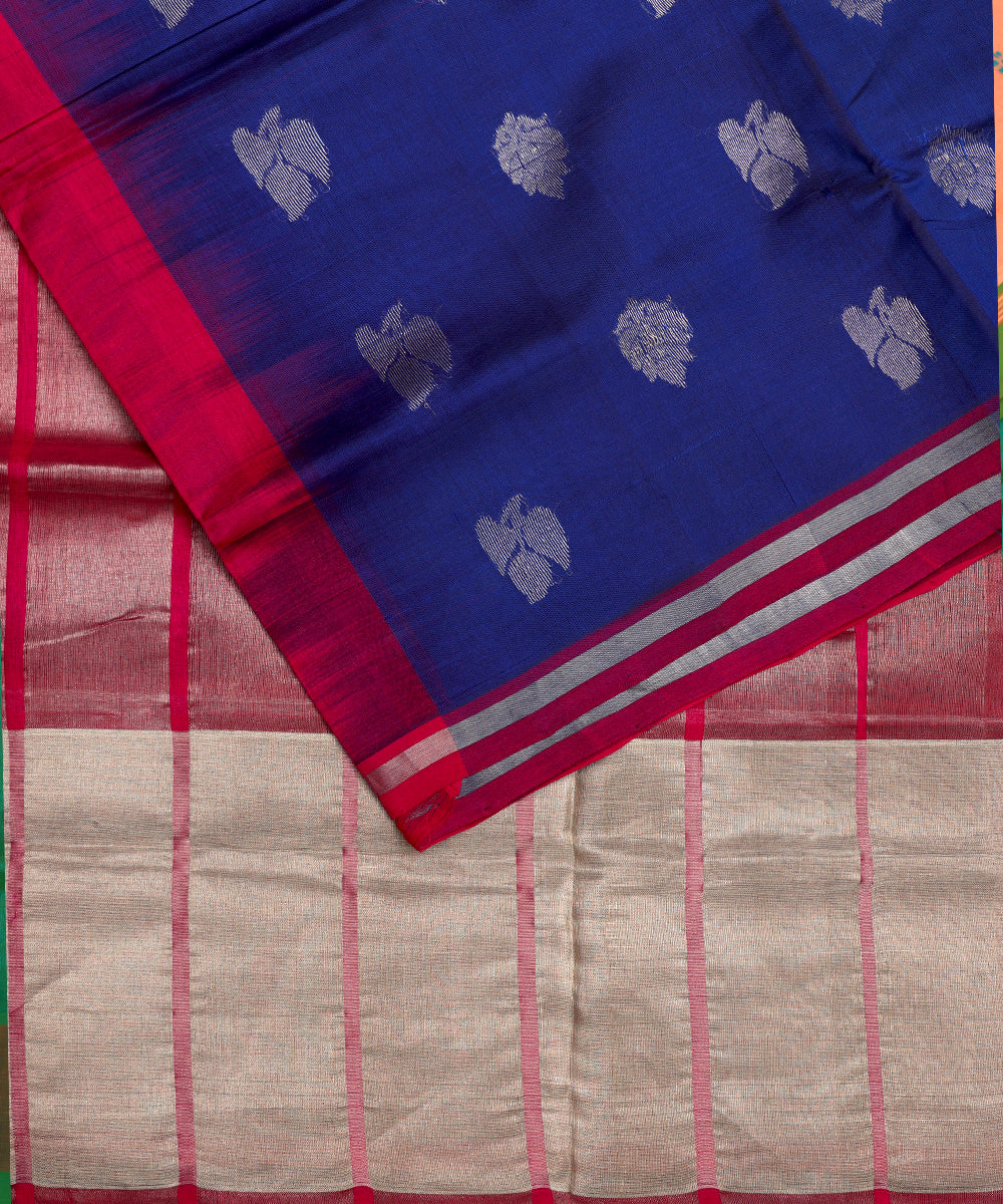 Navy blue color handloom venkatagiri sico saree