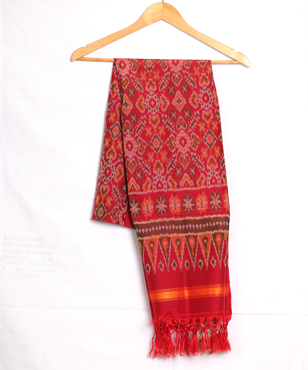 Raspberry red color handloom ikat sico dupattas