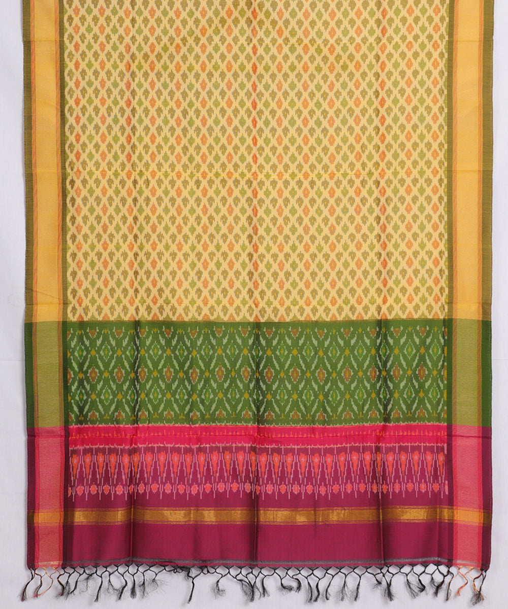 Laguna yellow color handloom ikat sico dupattas
