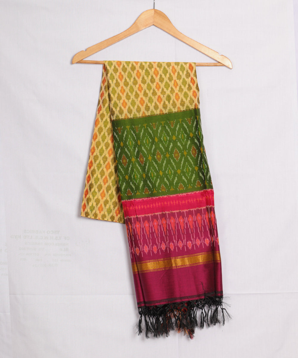 Laguna yellow color handloom ikat sico dupattas