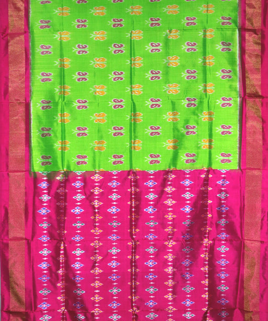 Parrot green color handloom silk saree