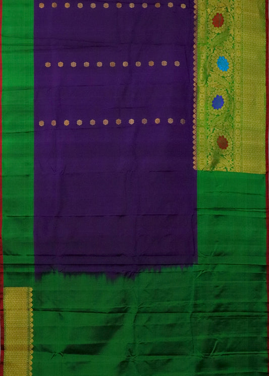 Eggplant violet color handloom Gadwal Silk saree