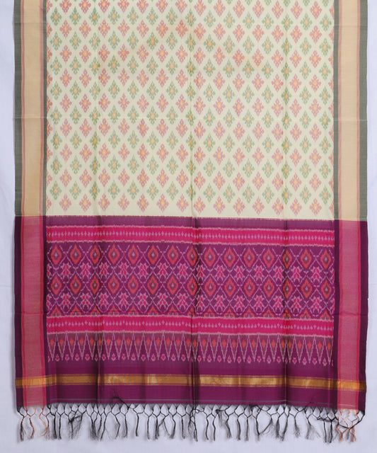 Banana yellow color handloom ikat sico dupattas