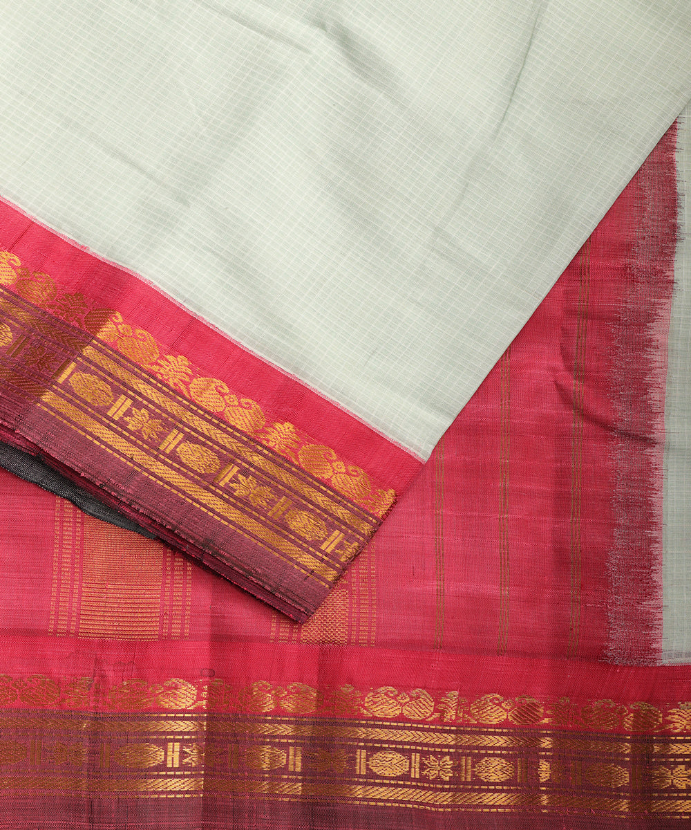 Tea green color handloom Gadwal cotton saree