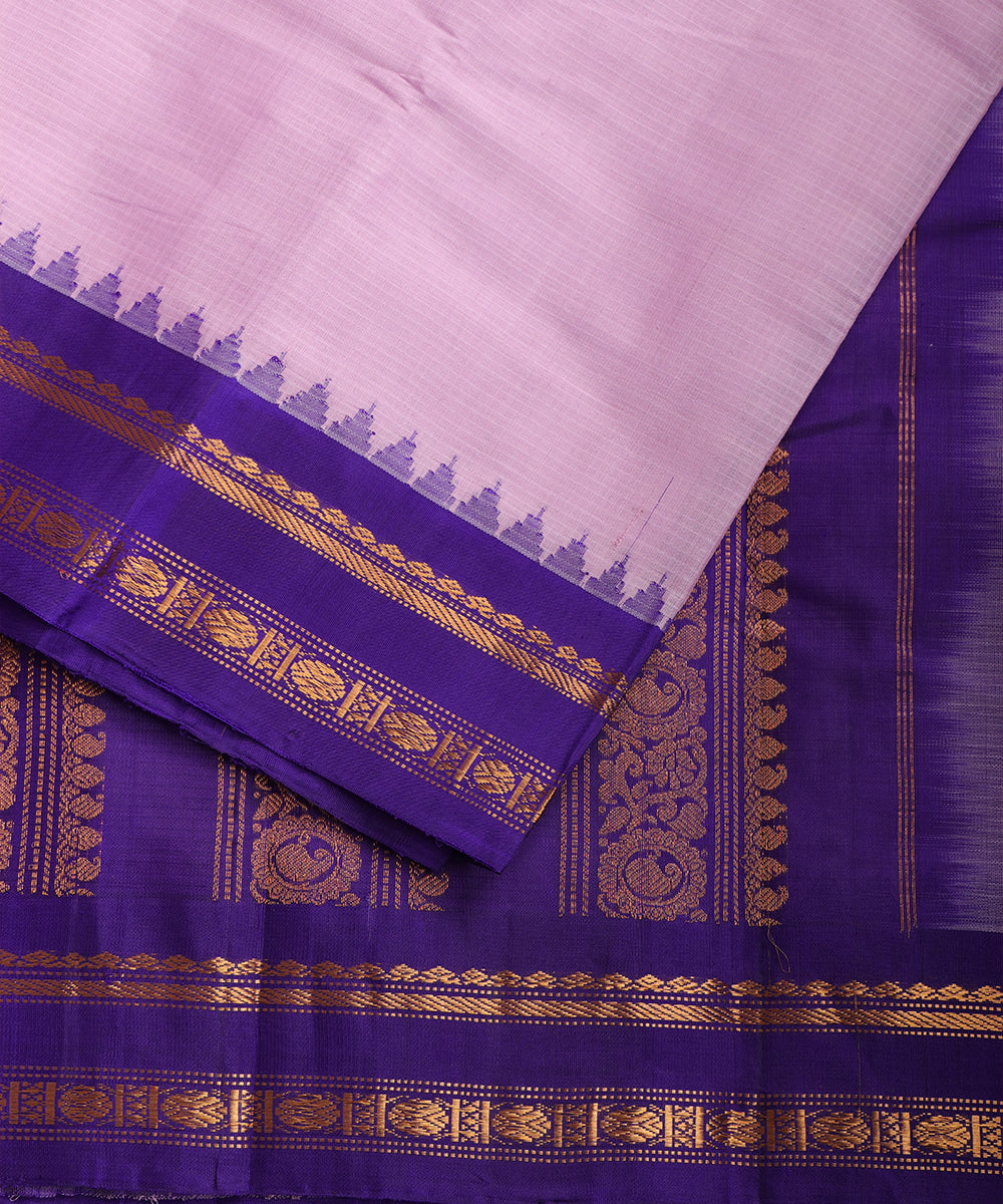 Floral violet color handloom Gadwal cotton saree