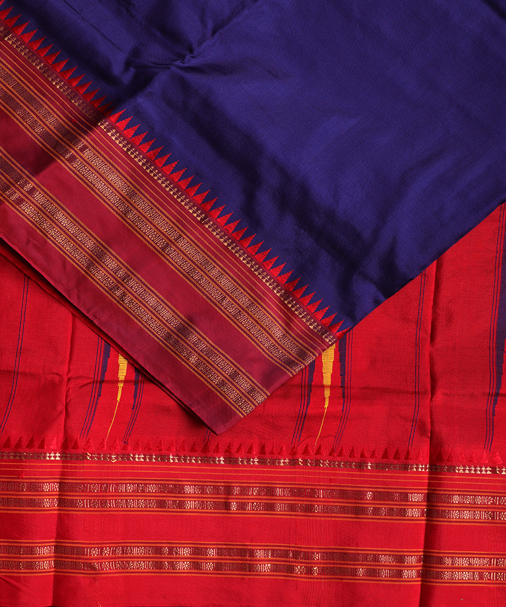 Dark electric color handloom narayanpet silk saree