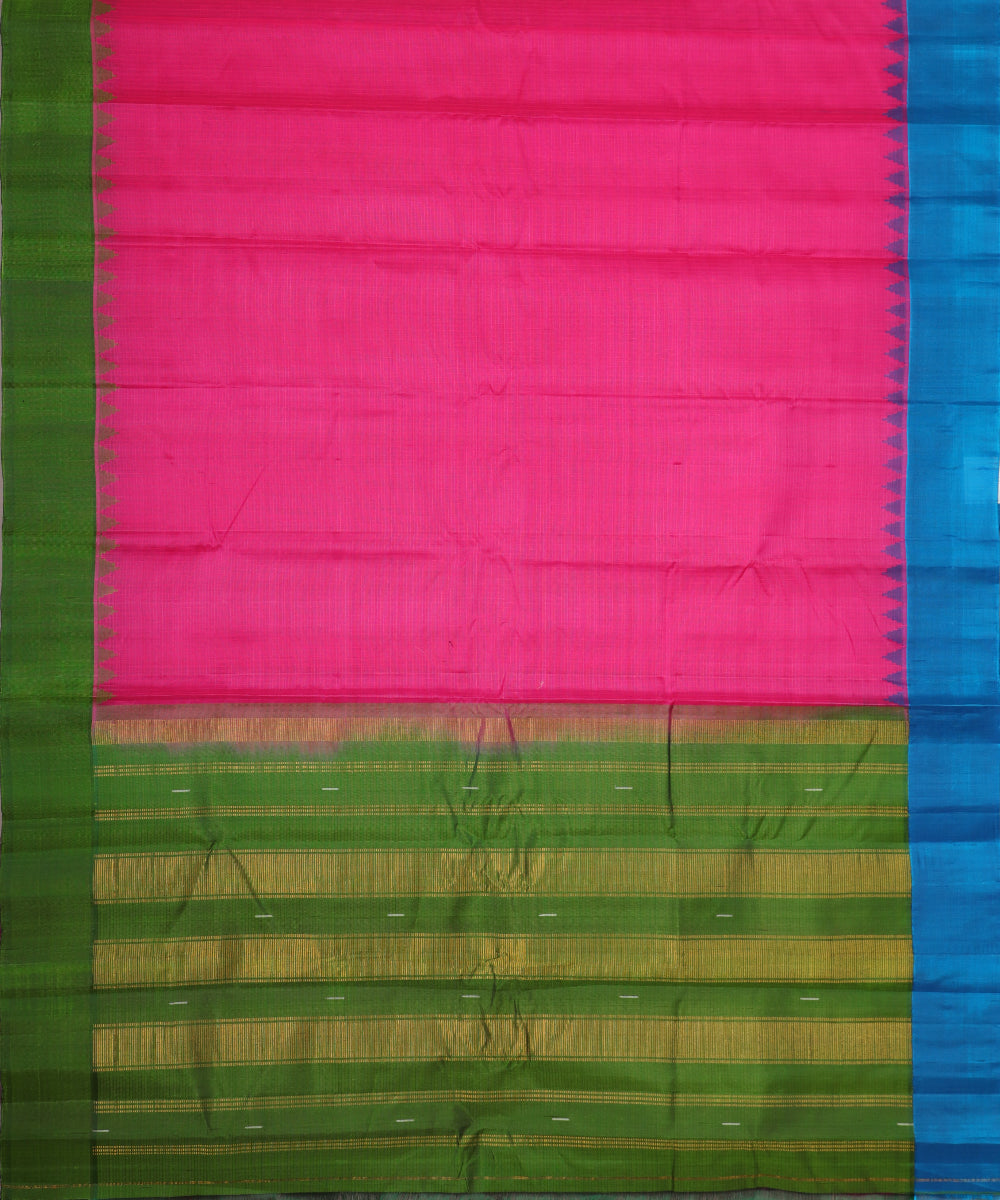 Magenta pink color handloom Gadwal cotton saree