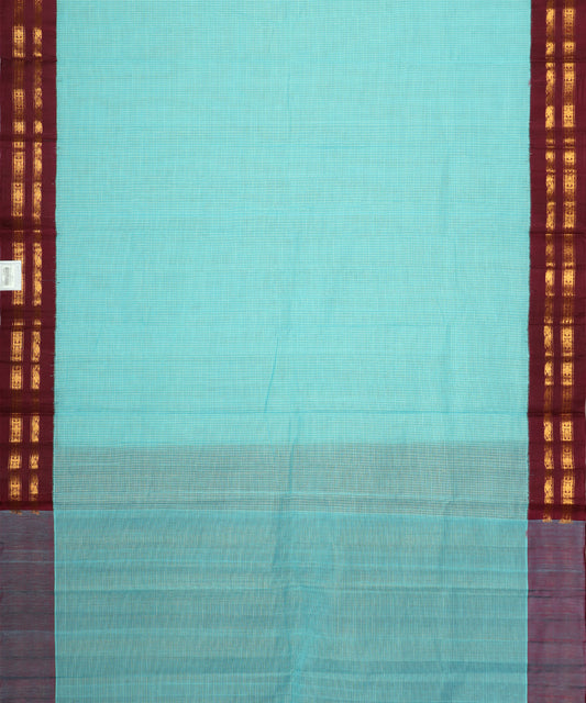 Olympic blue color handloom Gadwal cotton saree