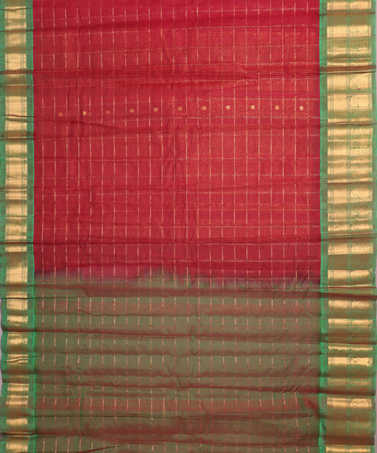 Burgundy red color Handloom Gadwal sico saree