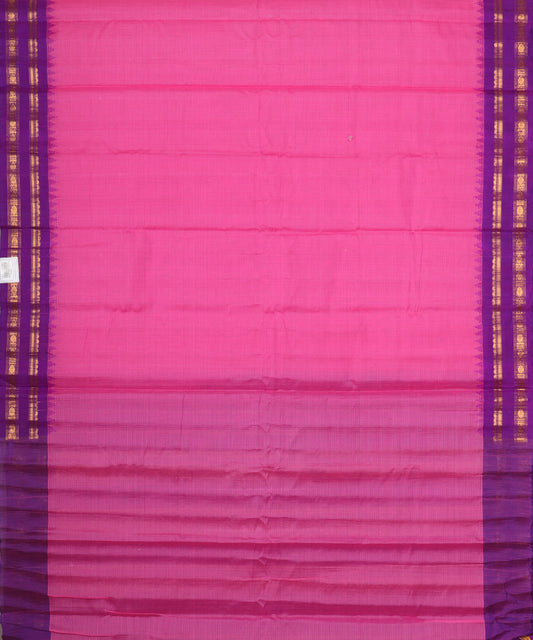 Hot pink color handloom Gadwal cotton saree