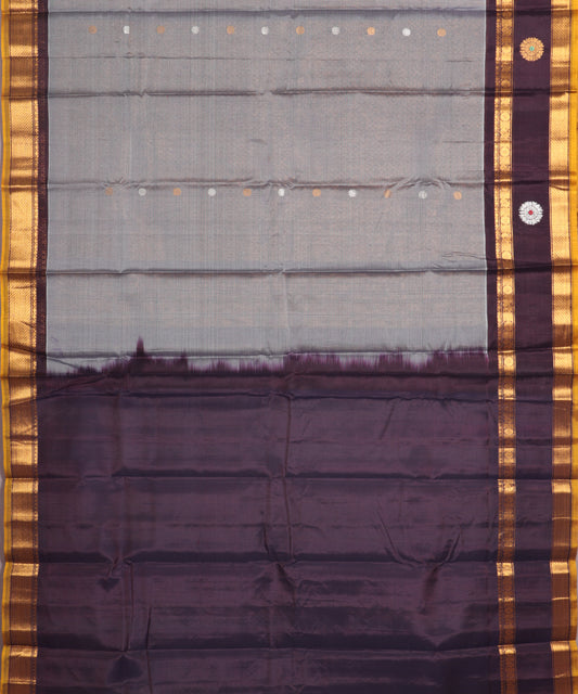 Pigeon blue color Handloom Gadwal sico saree