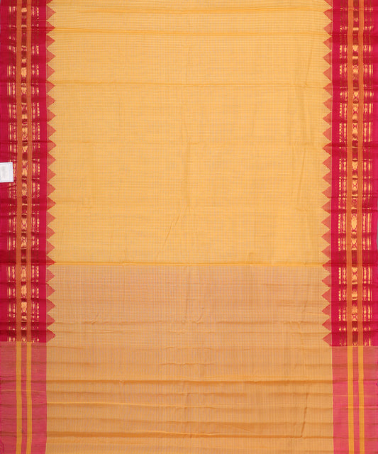 Amber orange color handloom Gadwal cotton saree