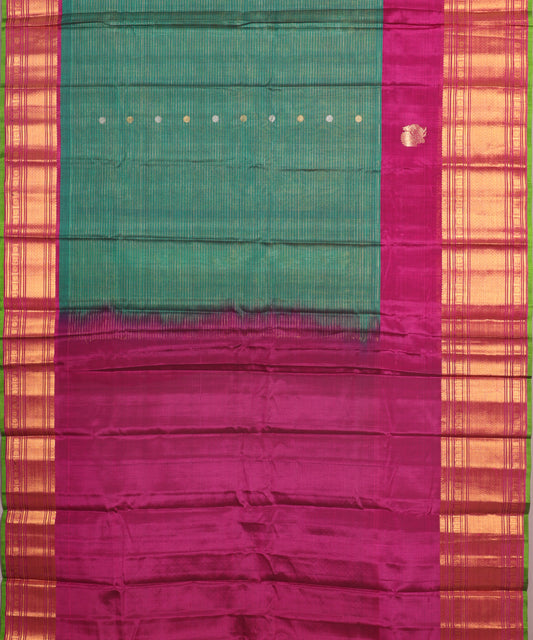 Fern green color Handloom Gadwal sico saree