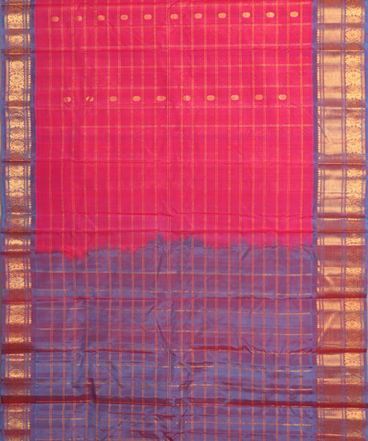 Magenta pink color Handloom Gadwal sico saree