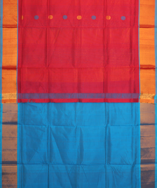 Red color handloom venkatagiri sico saree