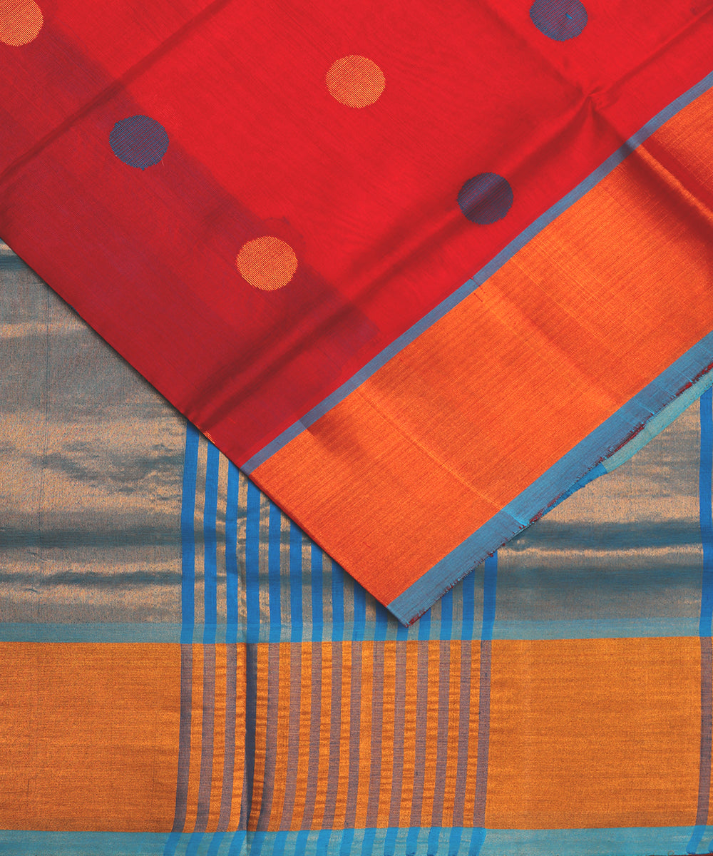 Red color handloom venkatagiri sico saree
