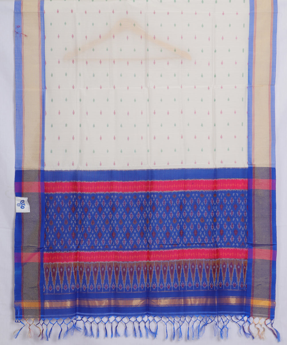 Cream color handloom ikat sico dupattas