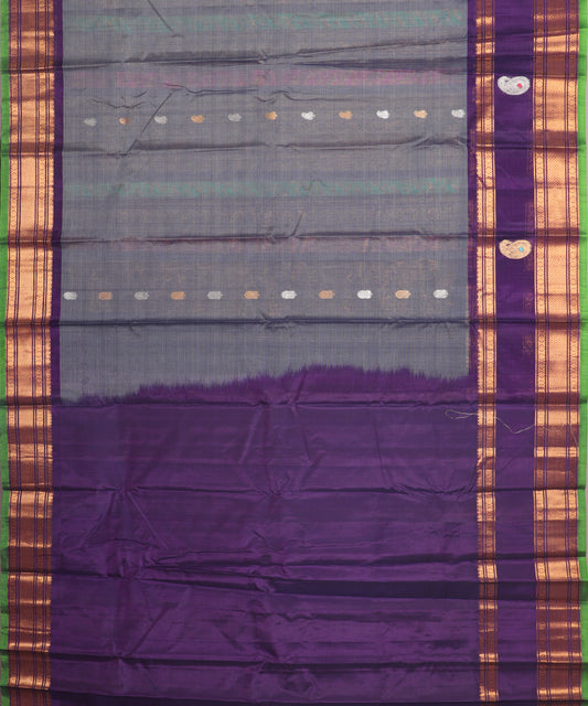 Independence blue color Handloom Gadwal sico saree