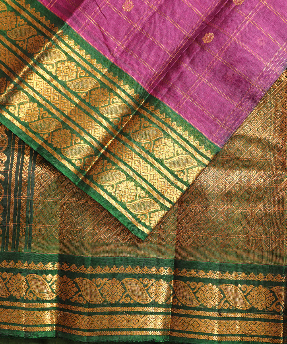 Lollipop violet color Handloom Gadwal sico saree