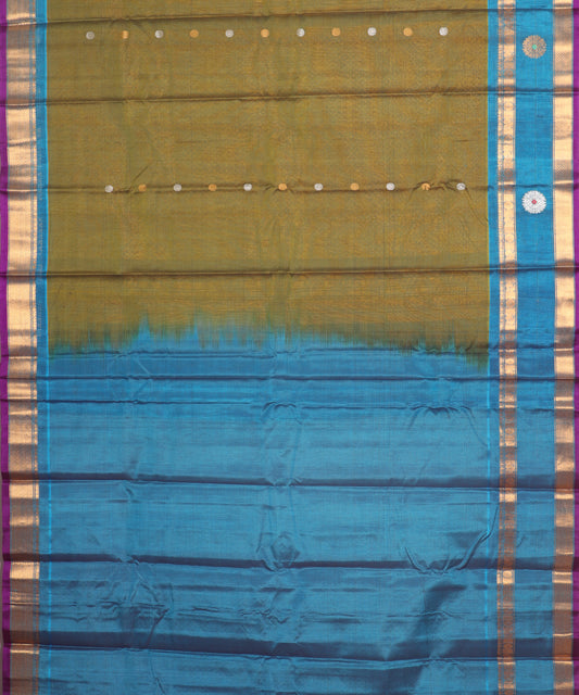 Army green color Handloom Gadwal sico saree