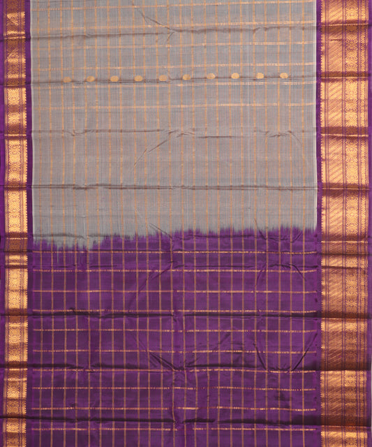 Mink gray color Handloom Gadwal sico saree