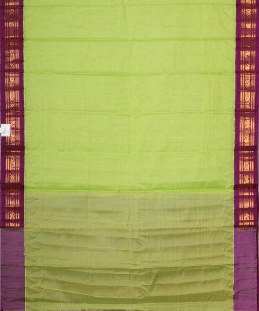 Parrot green color handloom Gadwal cotton saree