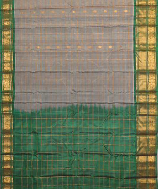 Fossil gray color Handloom Gadwal sico saree