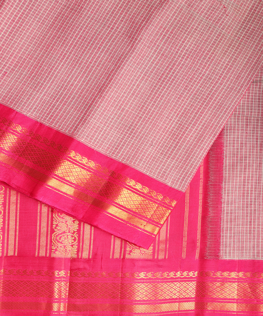 Mulberry violet color handloom Gadwal cotton saree