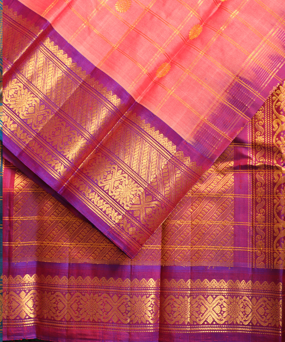 Persian color Handloom Gadwal sico saree