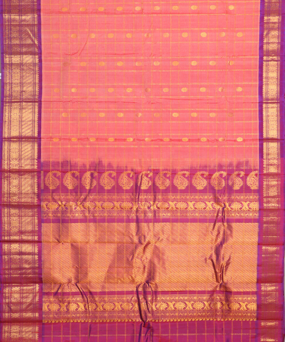 Persian color Handloom Gadwal sico saree