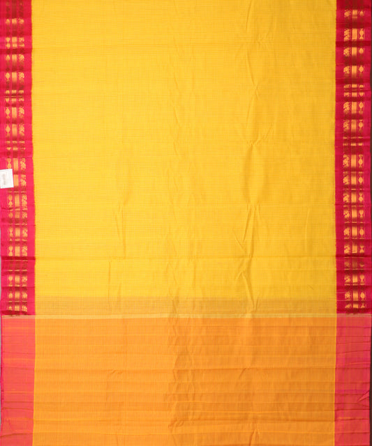 Cyber yellow color handloom Gadwal cotton saree