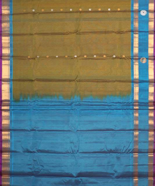 Army green color Handloom Gadwal sico saree