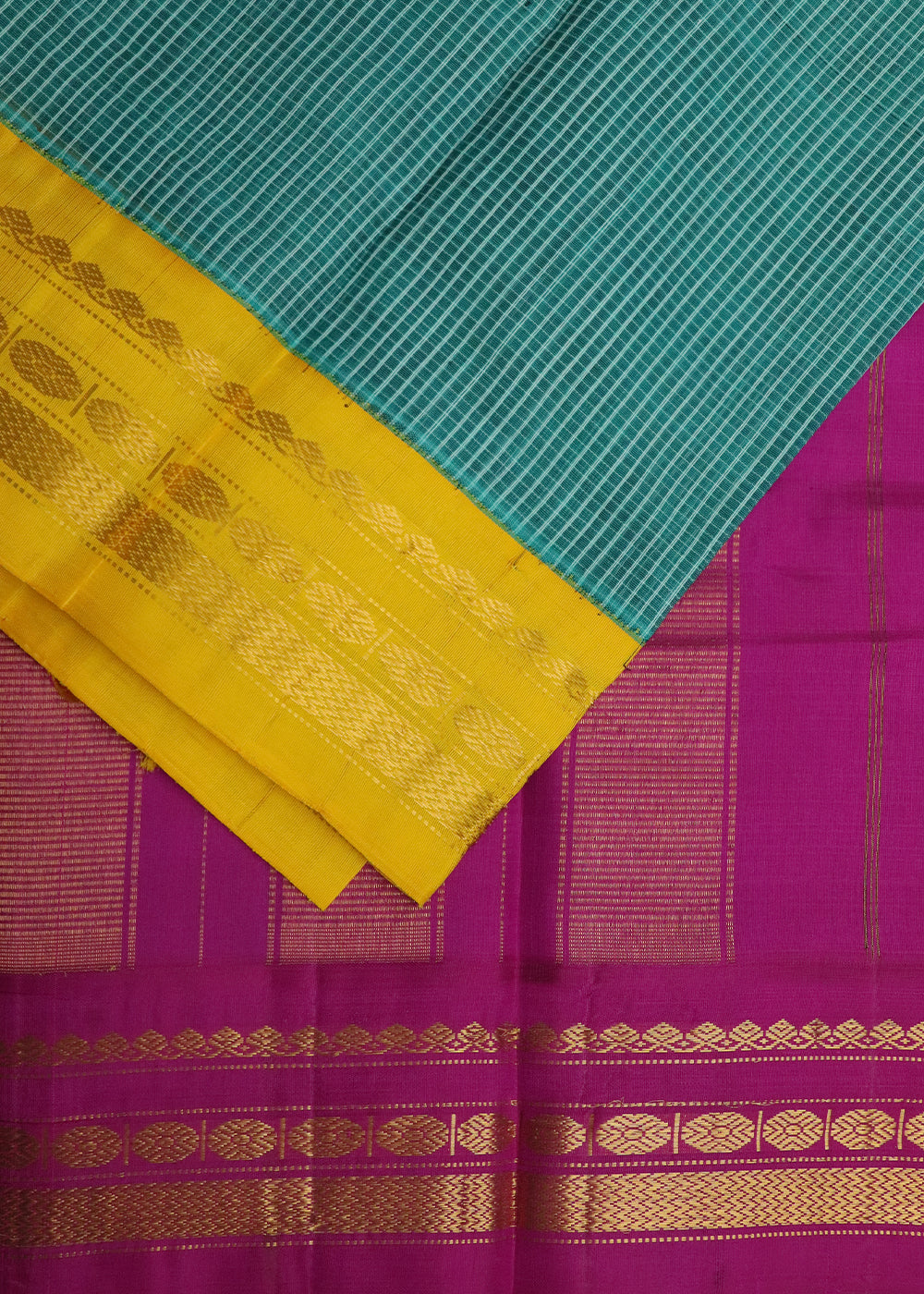Jungle green color Gadwal cotton saree