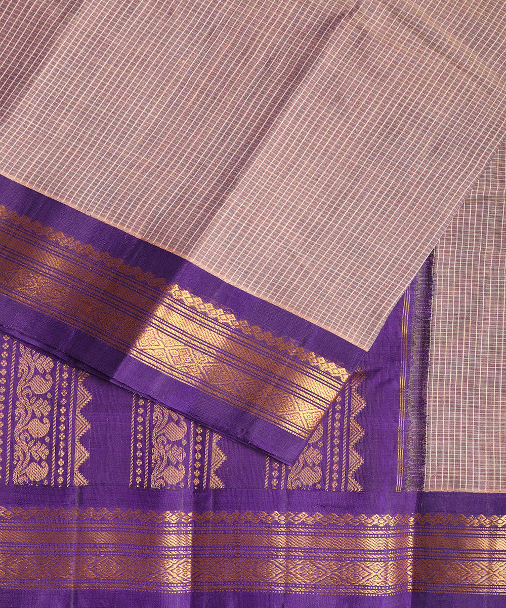 African violet color handloom Gadwal cotton saree
