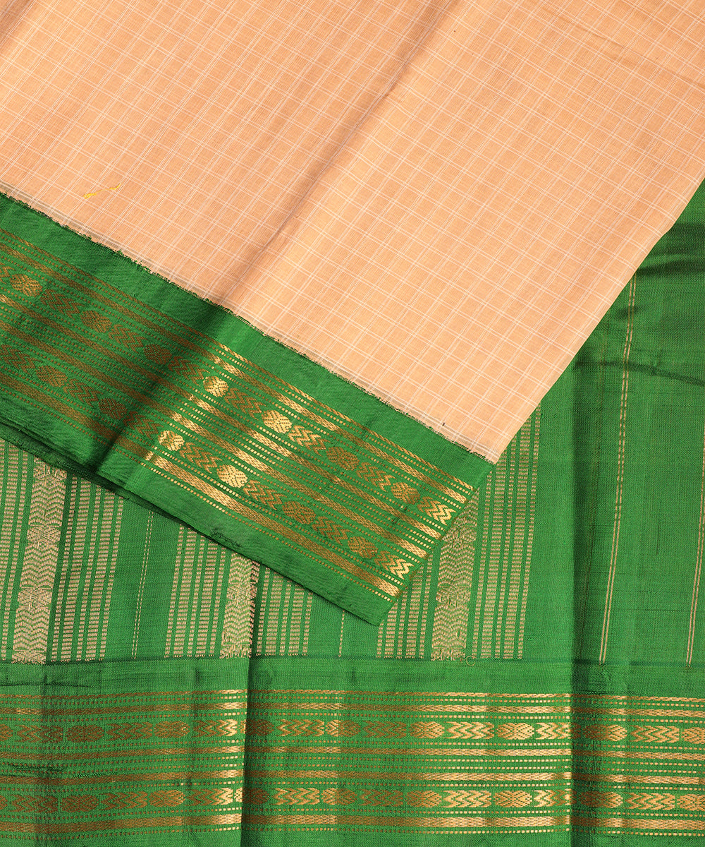 Light brown color handloom Gadwal cotton saree