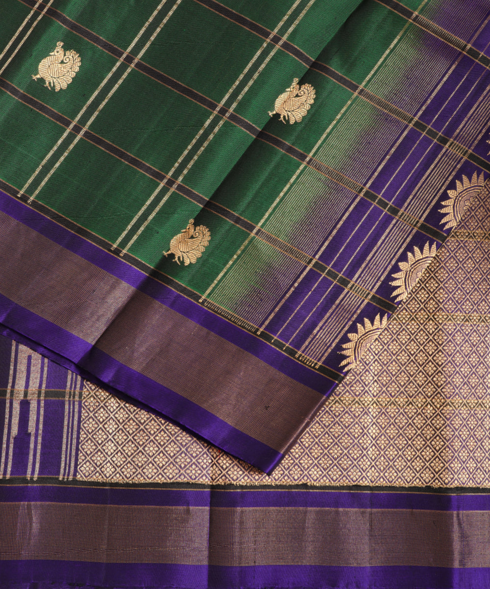 Forest green color handloom Gadwal Silk saree