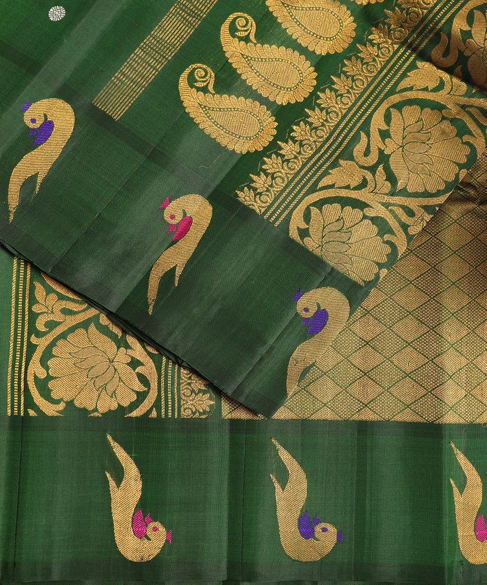 Sacramento green color handloom Gadwal Silk saree
