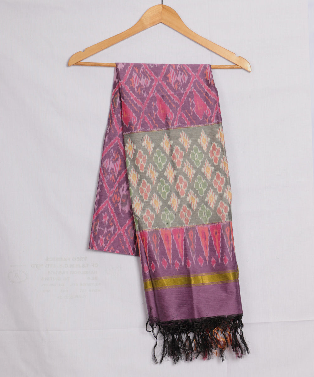 Plum violet color handloom ikat sico dupattas