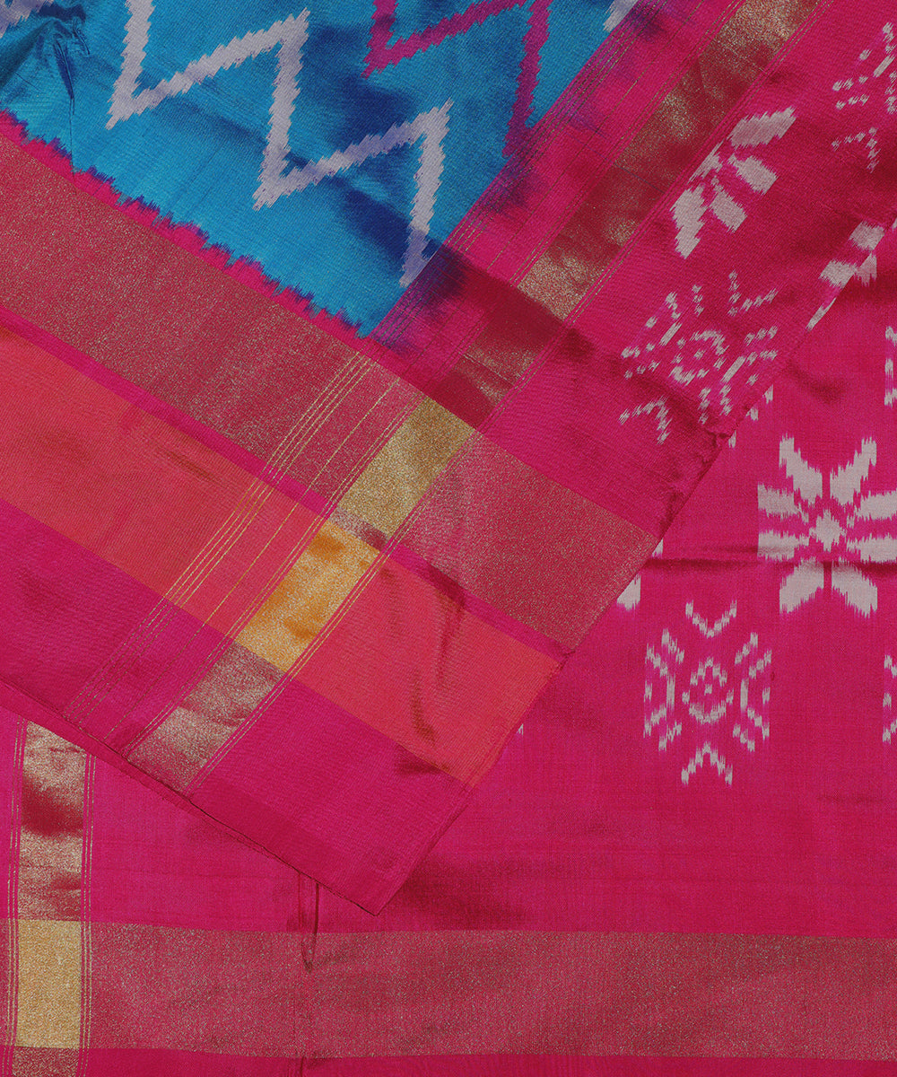 Steel blue color handloom silk saree