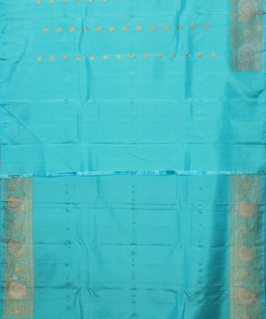 Turkish blue color handloom Gadwal Silk saree