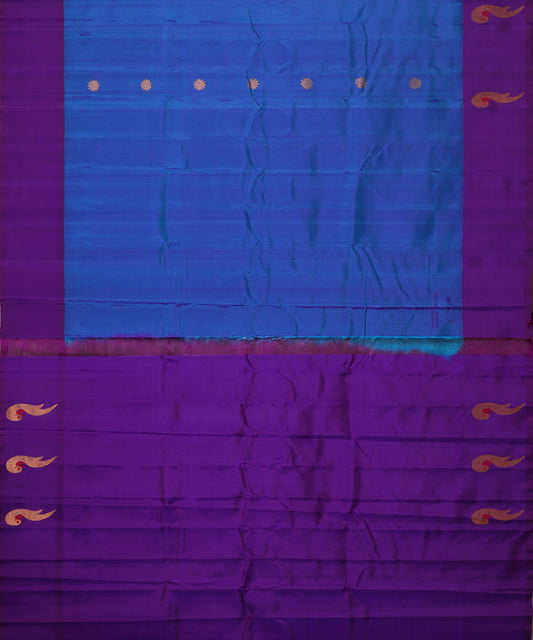 Sapphire blue color handloom Gadwal Silk saree