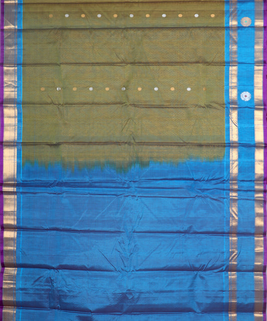 Olive green color Handloom Gadwal sico saree