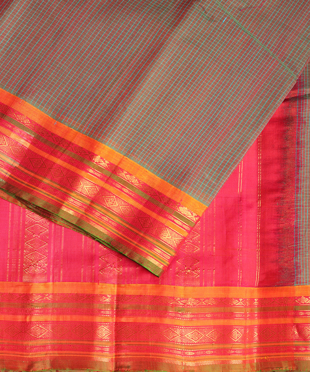 Multi-shade handloom Gadwal cotton saree