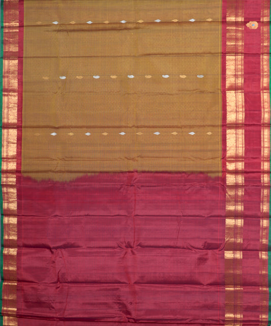Tawny color Handloom Gadwal sico saree