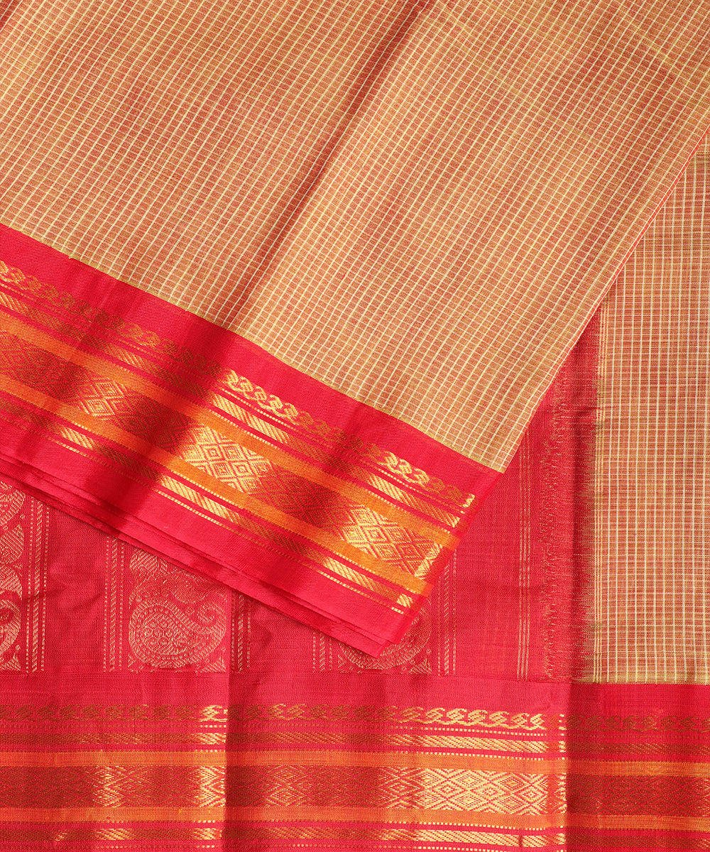 Multi-shade handloom Gadwal cotton saree