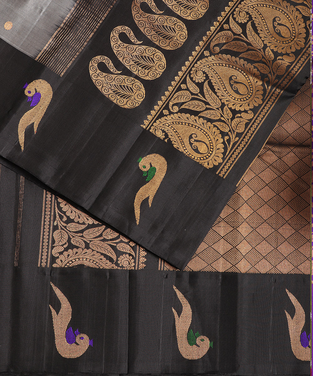 Harbor gray color handloom Gadwal Silk saree