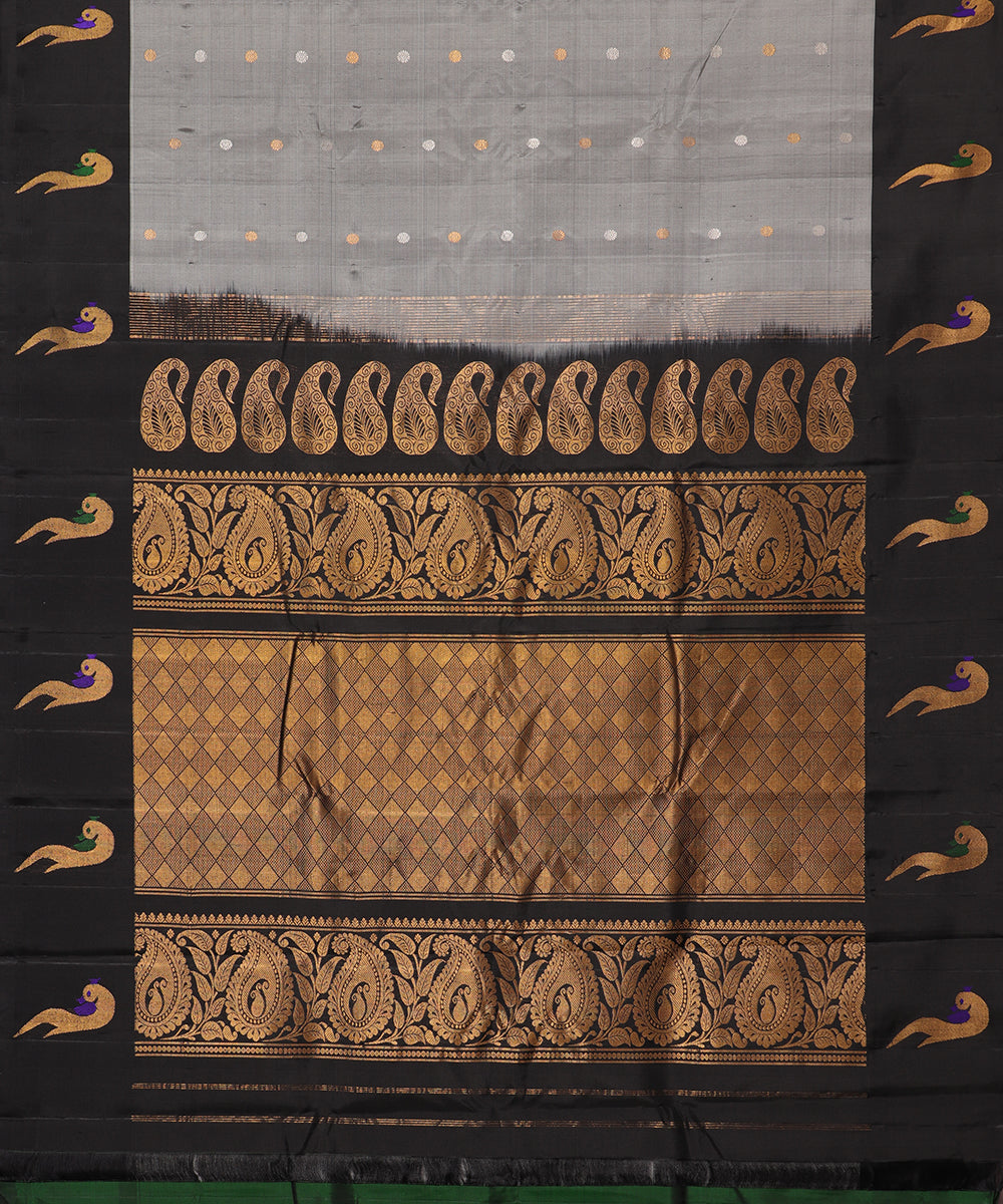 Harbor gray color handloom Gadwal Silk saree