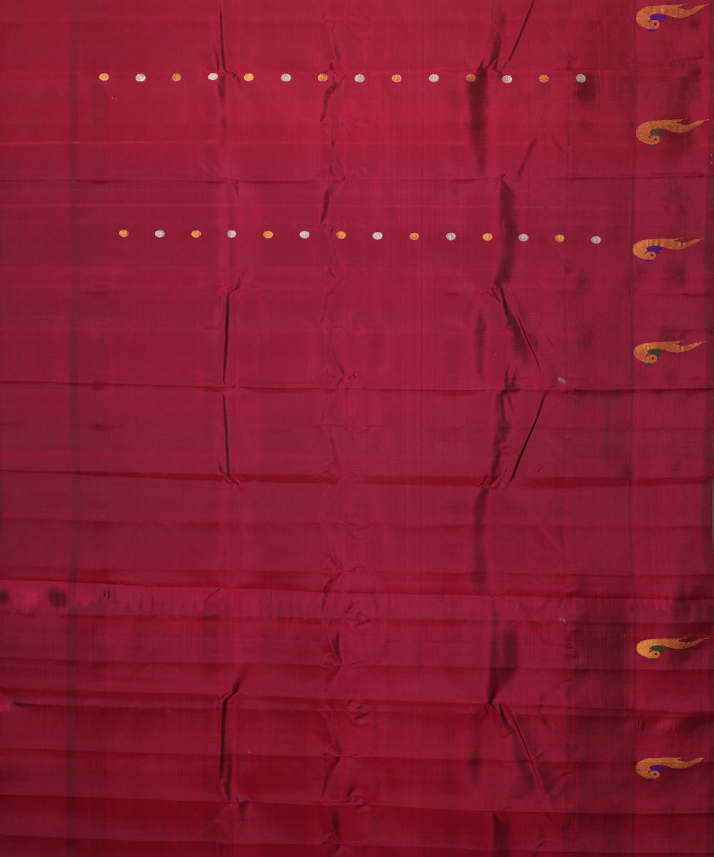 Sangria red color handloom Gadwal Silk saree