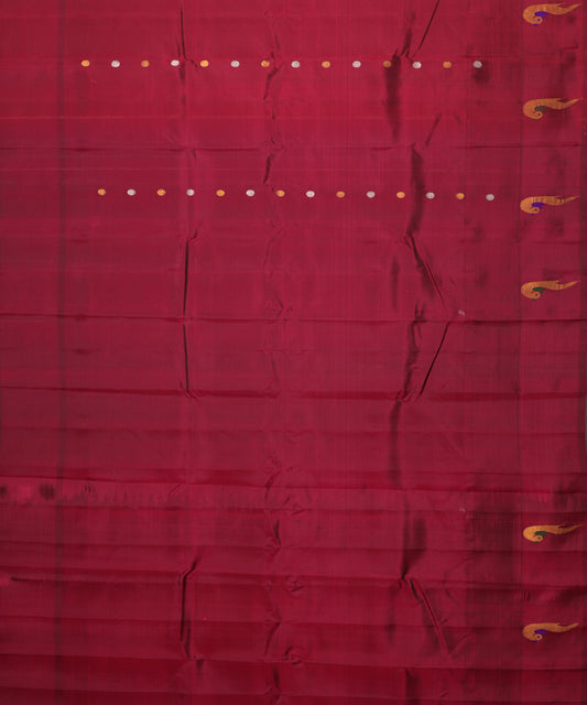 Sangria red color handloom Gadwal Silk saree