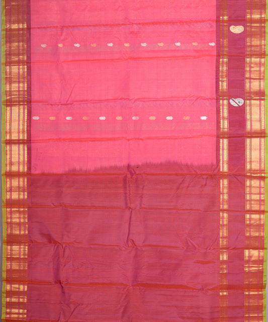 French pink color Handloom Gadwal sico saree